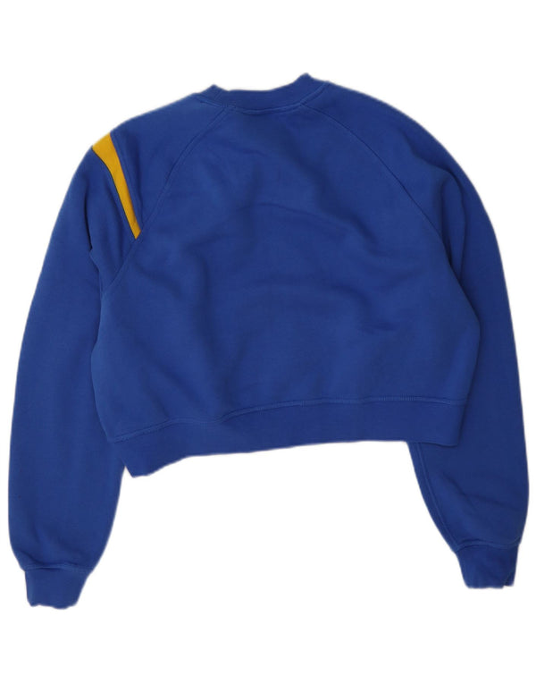 Nike Womens Graphic Crop Sweatshirt Jumper UK 14 Medium Blue Bomuld