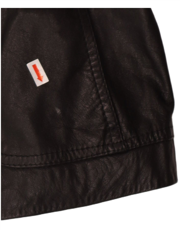 VINTAGE Womens Leather Jacket IT 44 Medium Black Leather
