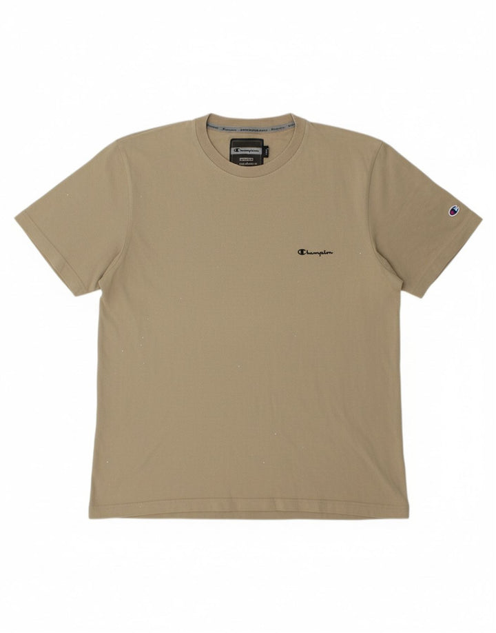 CHAMPION Mens T-Shirt Top Large Beige Cotton