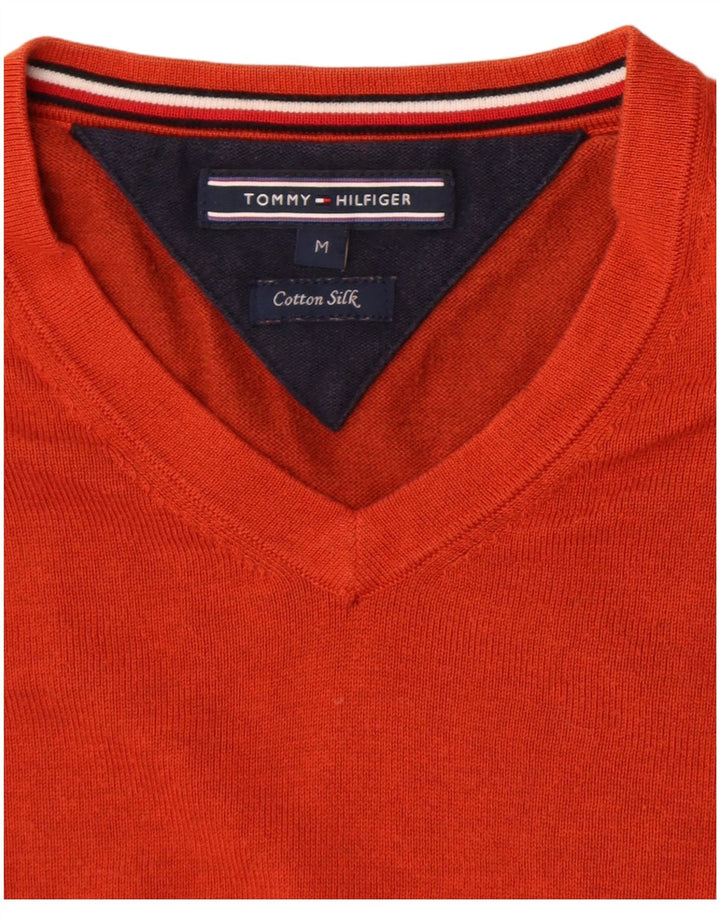 Maglione maglione con scollo a V da uomo Tommy Hilfiger arancione medio