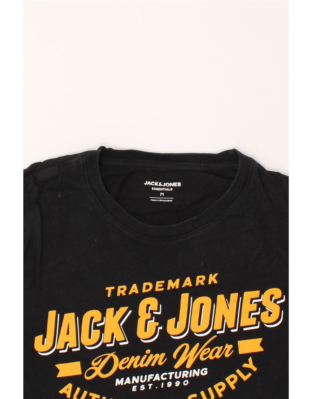 JACK & JONES Mens Graphic T-Shirt Top Medium Black Cotton Vintage Jack & Jones and Second-Hand Jack & Jones from Messina Hembry 