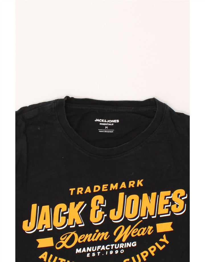 JACK & JONES Mens Graphic T-Shirt Top Medium Black Cotton Vintage Jack & Jones and Second-Hand Jack & Jones from Messina Hembry 