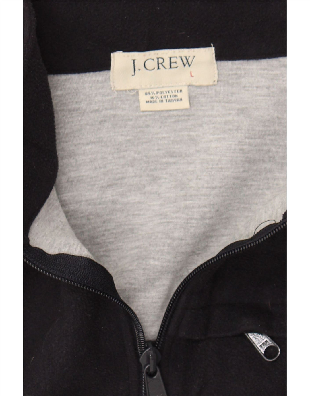 J. CREW Womens Zip Neck Fleece Jumper UK 16 Large Black Polyester Vintage J. Crew and Second-Hand J. Crew from Messina Hembry 