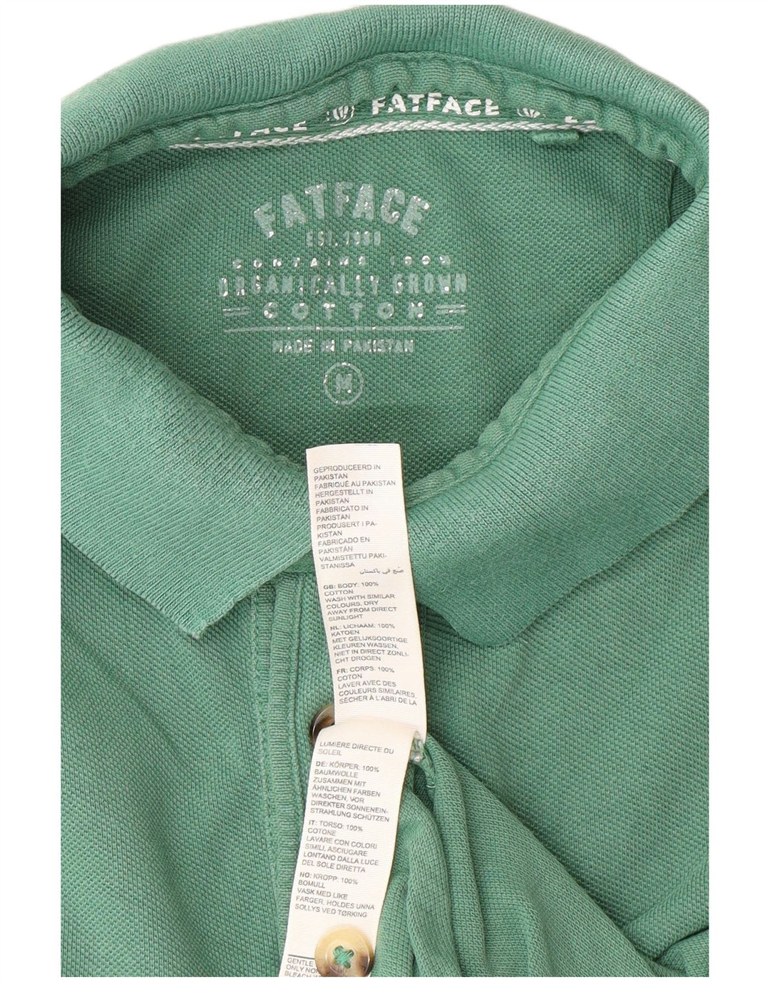 FAT FACE Mens Polo Shirt Medium Green Cotton