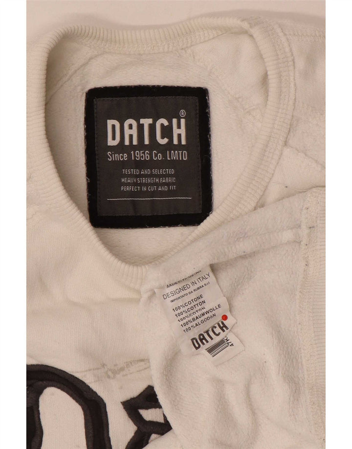 Datch Mens Graphic Sweatshirt Jumper Medium White Cotton