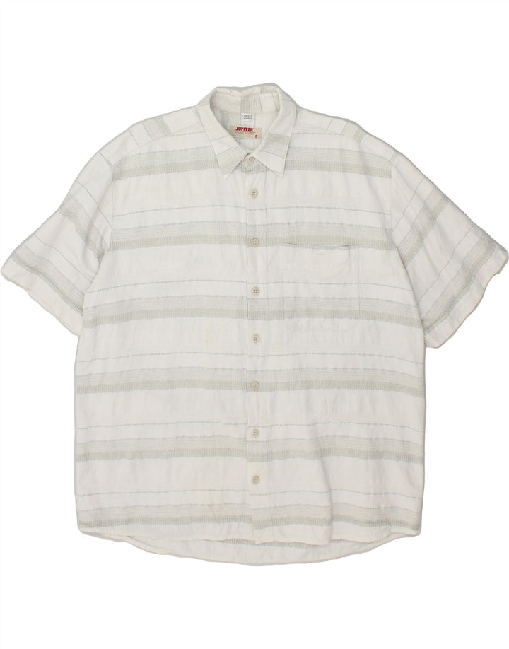 JUPITER Mens Short Sleeve Shirt Size 43 XL Grey Striped | Vintage Jupiter | Thrift | Second-Hand Jupiter | Used Clothing | Messina Hembry 
