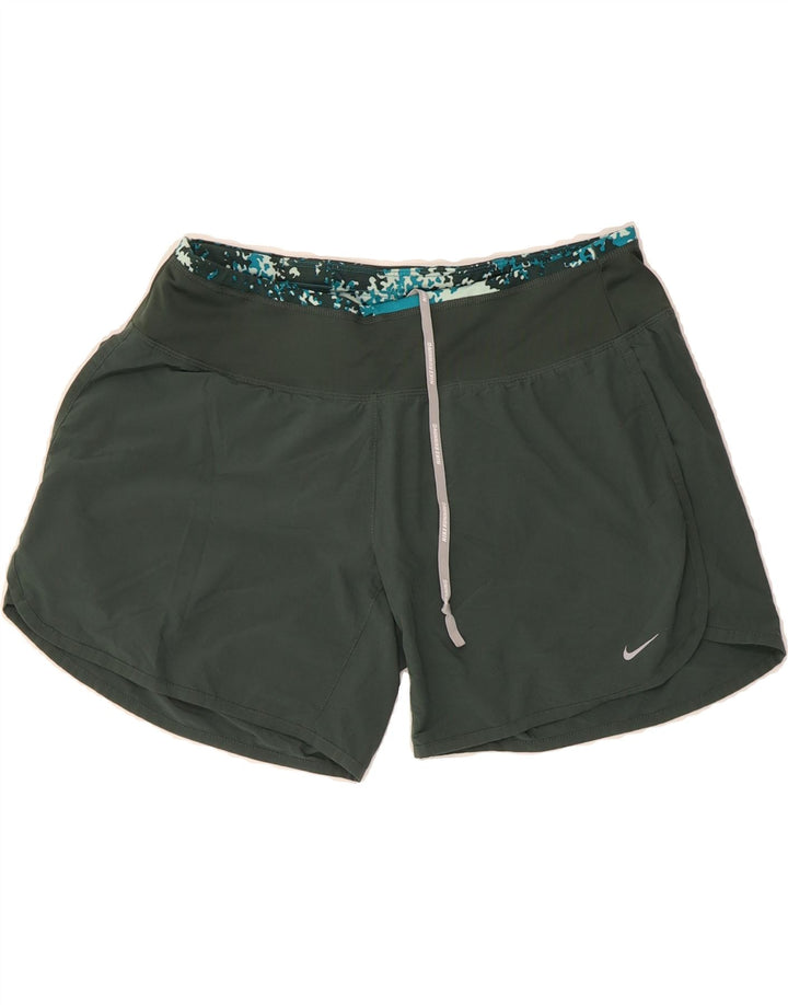 NIKE Womens Dri Fit Sport Shorts UK 14 Medium Green Polyester Vintage Nike and Second-Hand Nike from Messina Hembry 