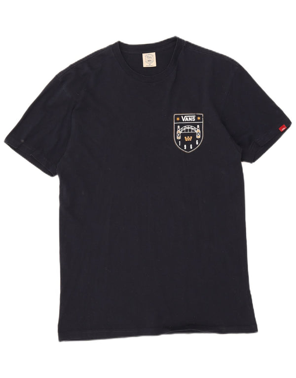 Vans Mens Graphic T-Shirt Top Medium Navy Blue Cotton