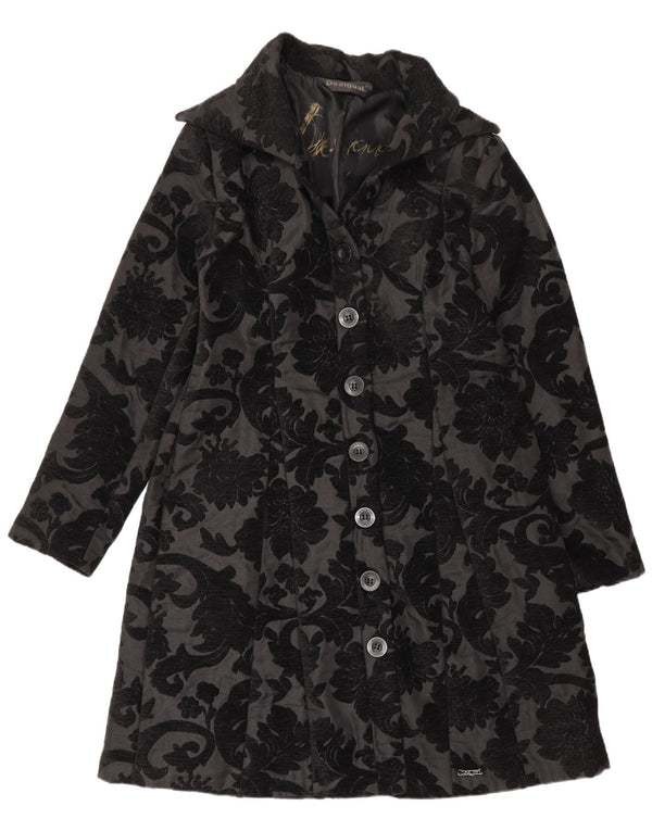 Desigual Cappotto da donna vestibilità regolare EU 42 Large Nero Floreale Moderno