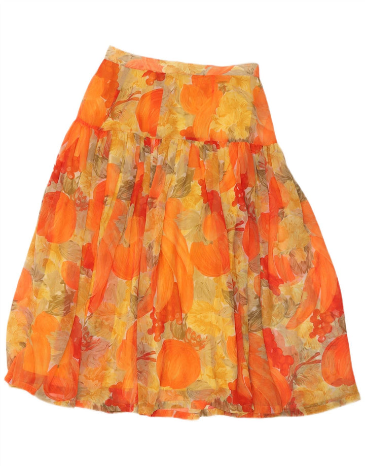 Vintage Womens A-Line Skirt W30 Medium Orange Floral