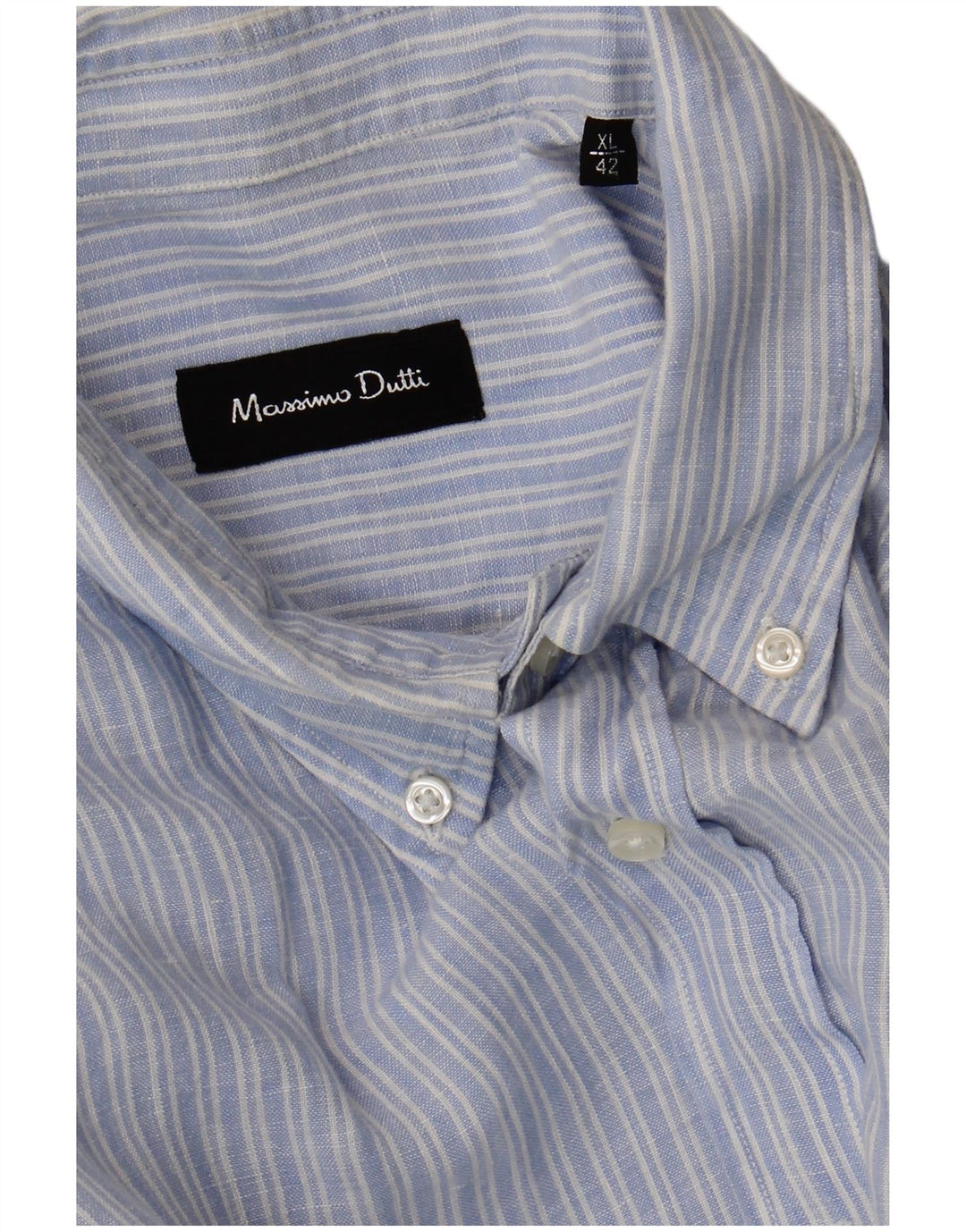 Massimo Dutti Mens Shirt XL Blue Pinstripe
