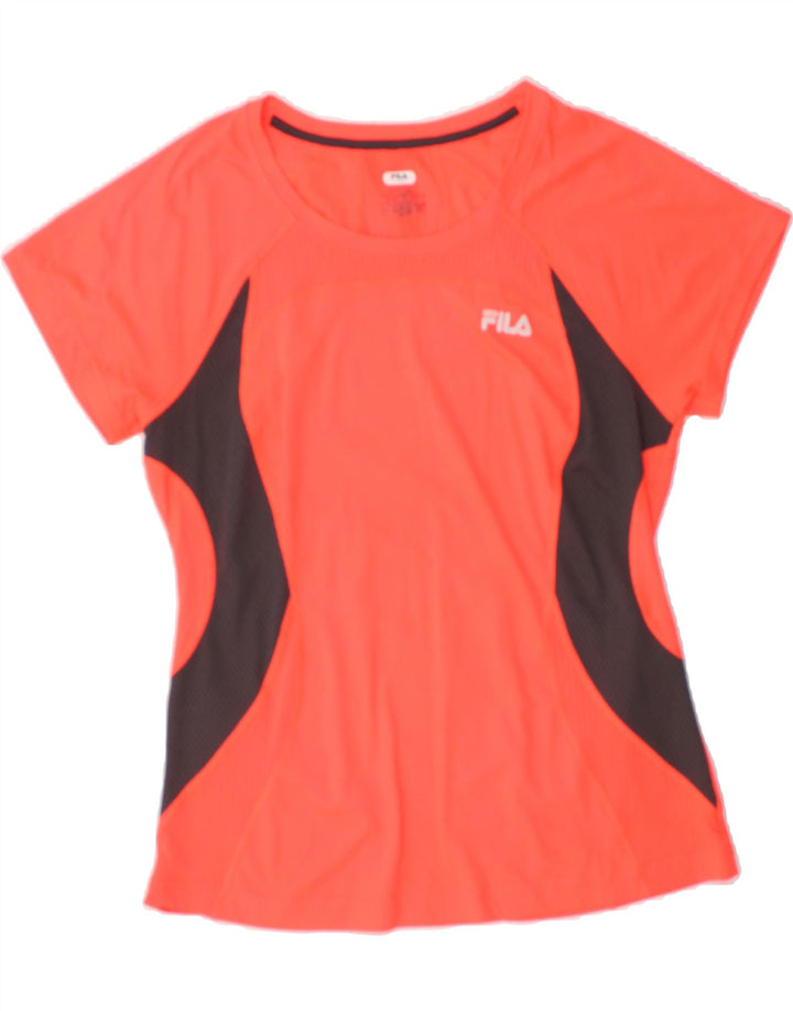 FILA Womens T-Shirt Top UK 12 Medium Red Colourblock Polyester Vintage Fila and Second-Hand Fila from Messina Hembry 