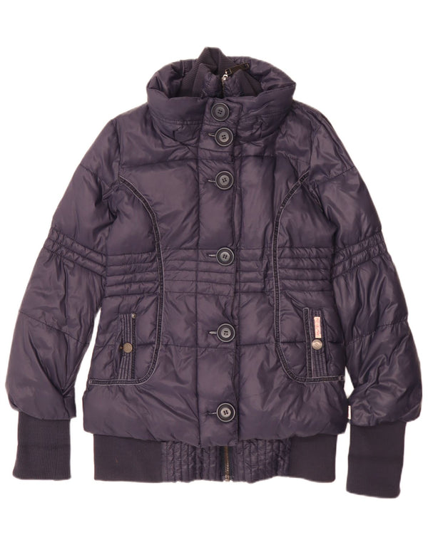 KHUJO Damen Wattierte Jacke UK 14 Large Marineblau Polyamid