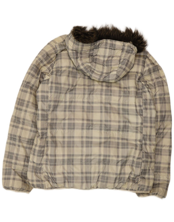 Мужская двусторонняя утепленная куртка с капюшоном Nike UK 44 2XL, полиэстер в клетку белого цвета