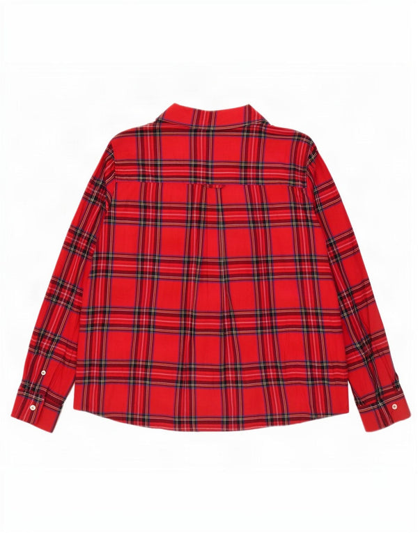 Camicia in flanella da donna Benetton UK 16 grande cotone scozzese rosso