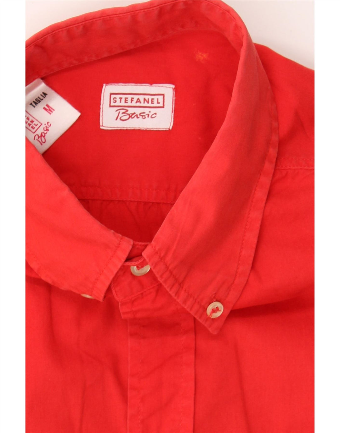 STEFANEL Mens Short Sleeve Shirt Medium Red Cotton Vintage Stefanel and Second-Hand Stefanel from Messina Hembry 