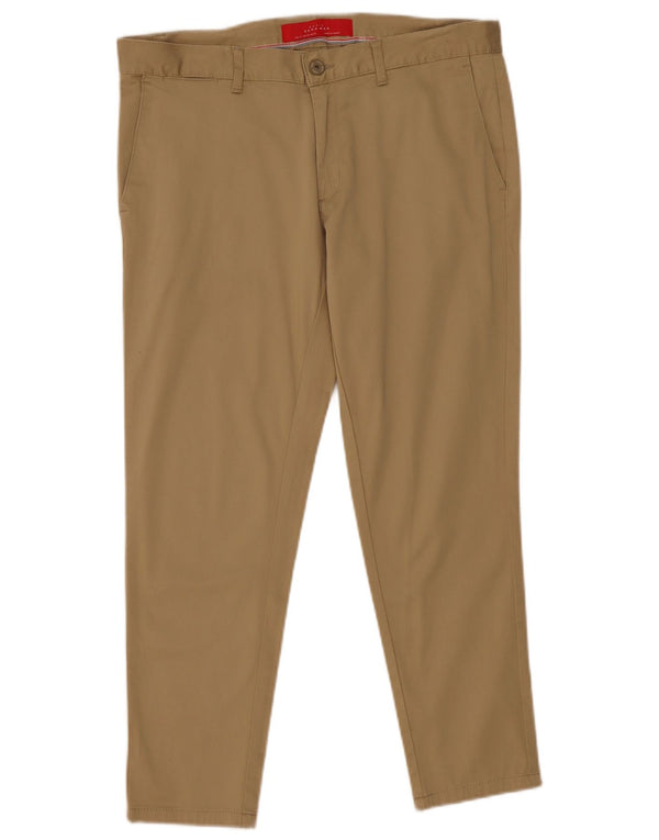 Zara Herre Slim Chino Bukser EU 42 Large W32 L27 Beige Bomuld