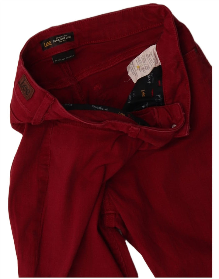 Lee Womens Mid Rise Regular Fit Straight Jeans US 8 Medium W30 L29 Red