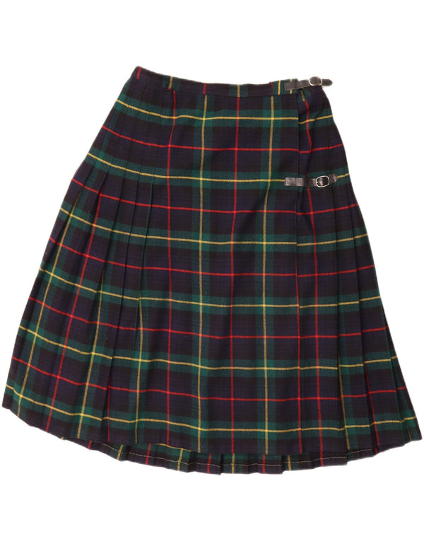 Vintage Γυναικεία Kilted Wrap Φούστα IT 46 Large W32 Navy Blue καρό ακρυλικό