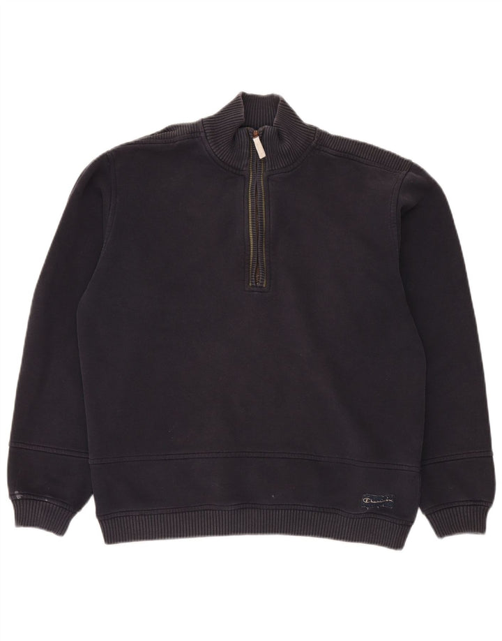 Champion Herre Zip Neck Sweatshirt Jumper Large Navy Blue