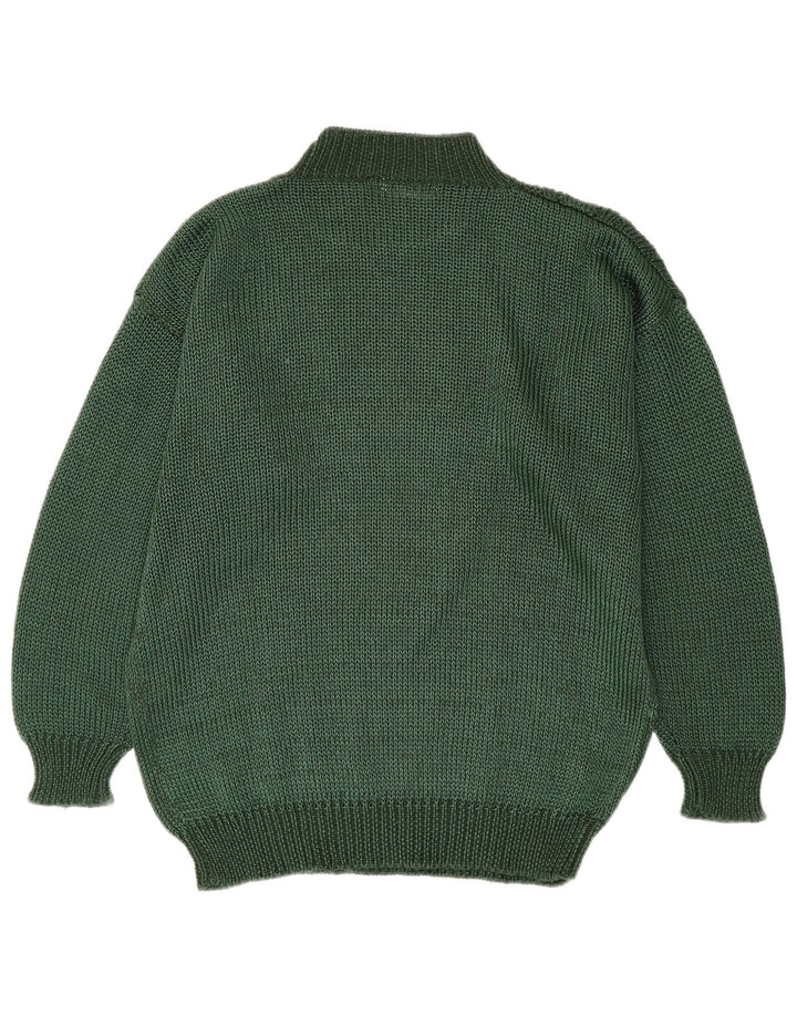 Toplike Mens Turtle Neck Jumper Sweater Size 40 Medium Green Argyle/Diamond