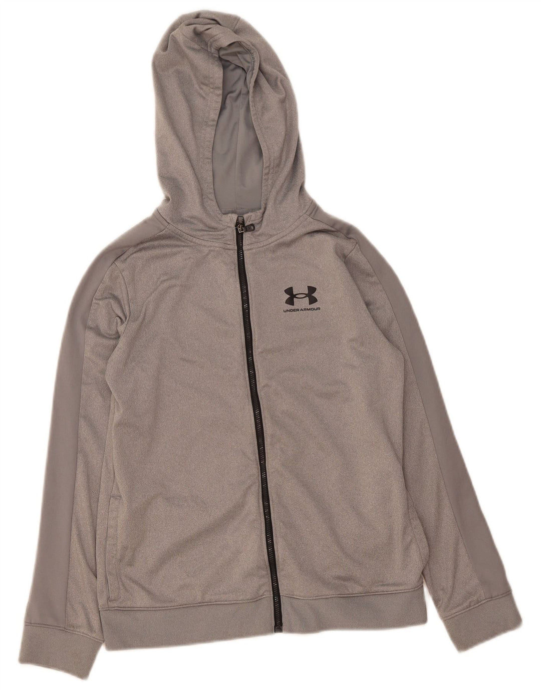 UNDER ARMOUR Boys Zip Hoodie Sweater 11-12 Years Large Grey Polyester