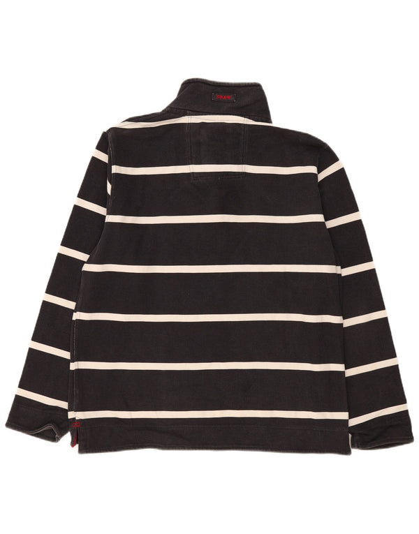 Crew Clothing Mens Zip Neck Sweatshirt Jumper Large Black Striped Cotton