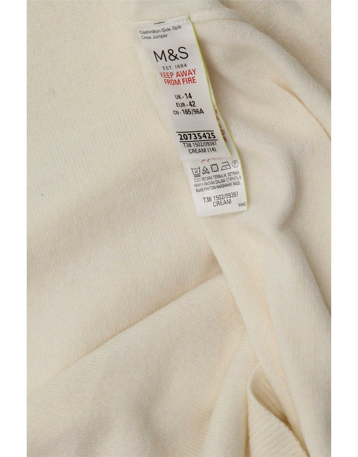 Marks & Spencer Womens Crew Neck Jumper Sweater UK 14 Medium Off White