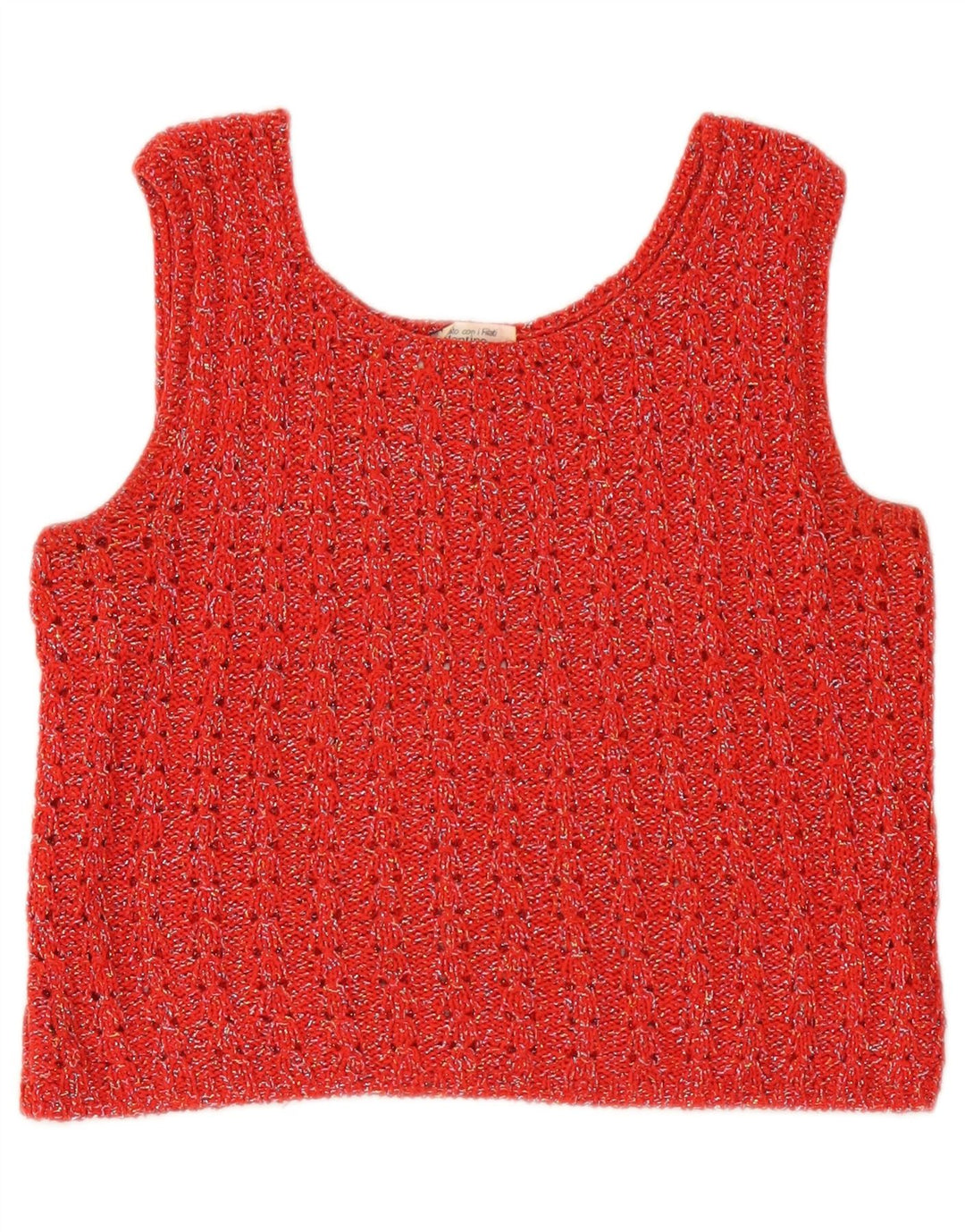 Valentino Womens Crop Knit Blouse Top UK 12 Medium Red