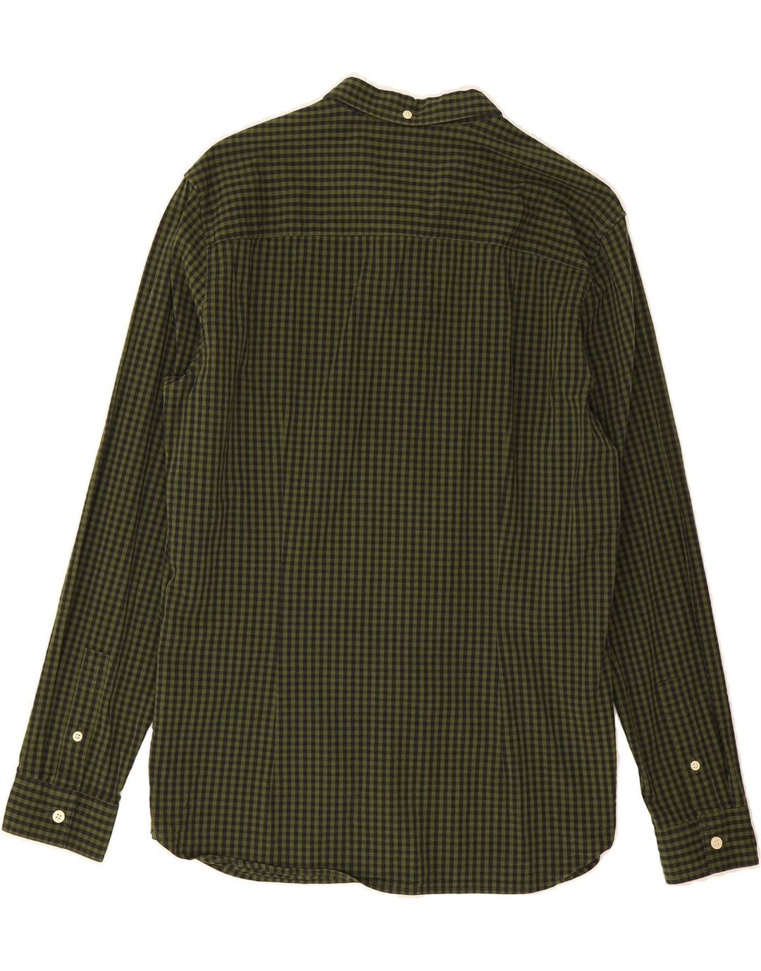 LYLE & SCOTT Mens Slim Fit Shirt Large Green Gingham Cotton Vintage Lyle & Scott and Second-Hand Lyle & Scott from Messina Hembry 