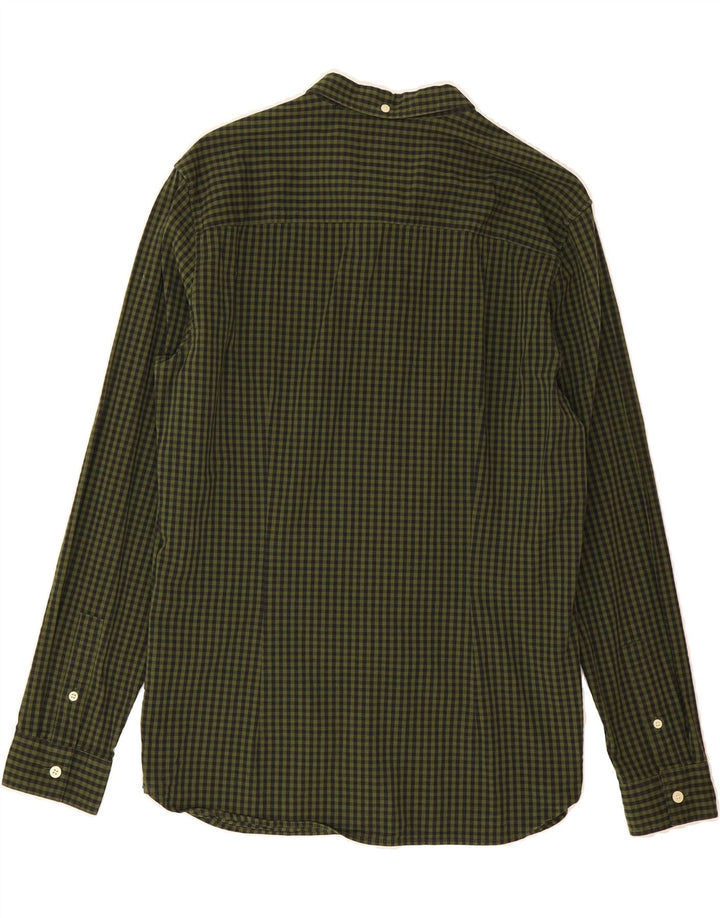 LYLE & SCOTT Mens Slim Fit Shirt Large Green Gingham Cotton Vintage Lyle & Scott and Second-Hand Lyle & Scott from Messina Hembry 