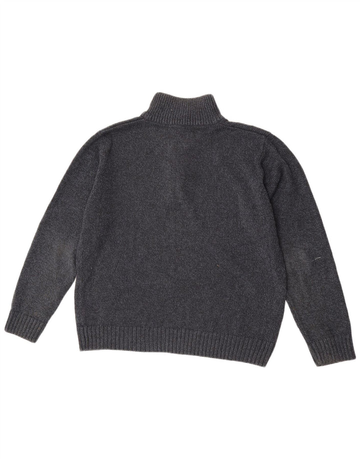 Marks & Spencer Herre Button Neck Jumper Sweater Large Navy Blue Flecked