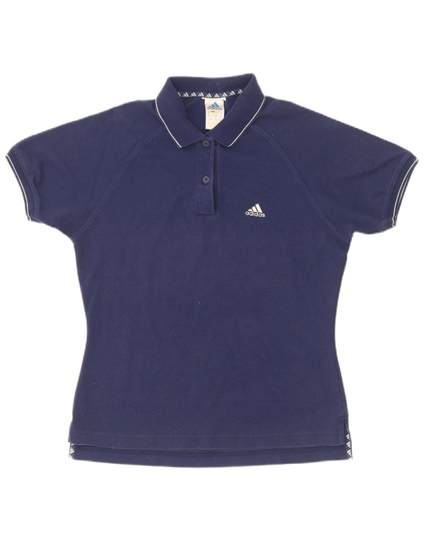 Polo Adidas da donna UK 12 media cotone blu navy