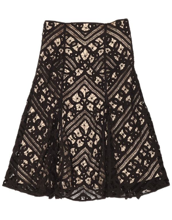 Coast Womens A-Line Skirt UK 10 Small W26 Black Geometric Cotton