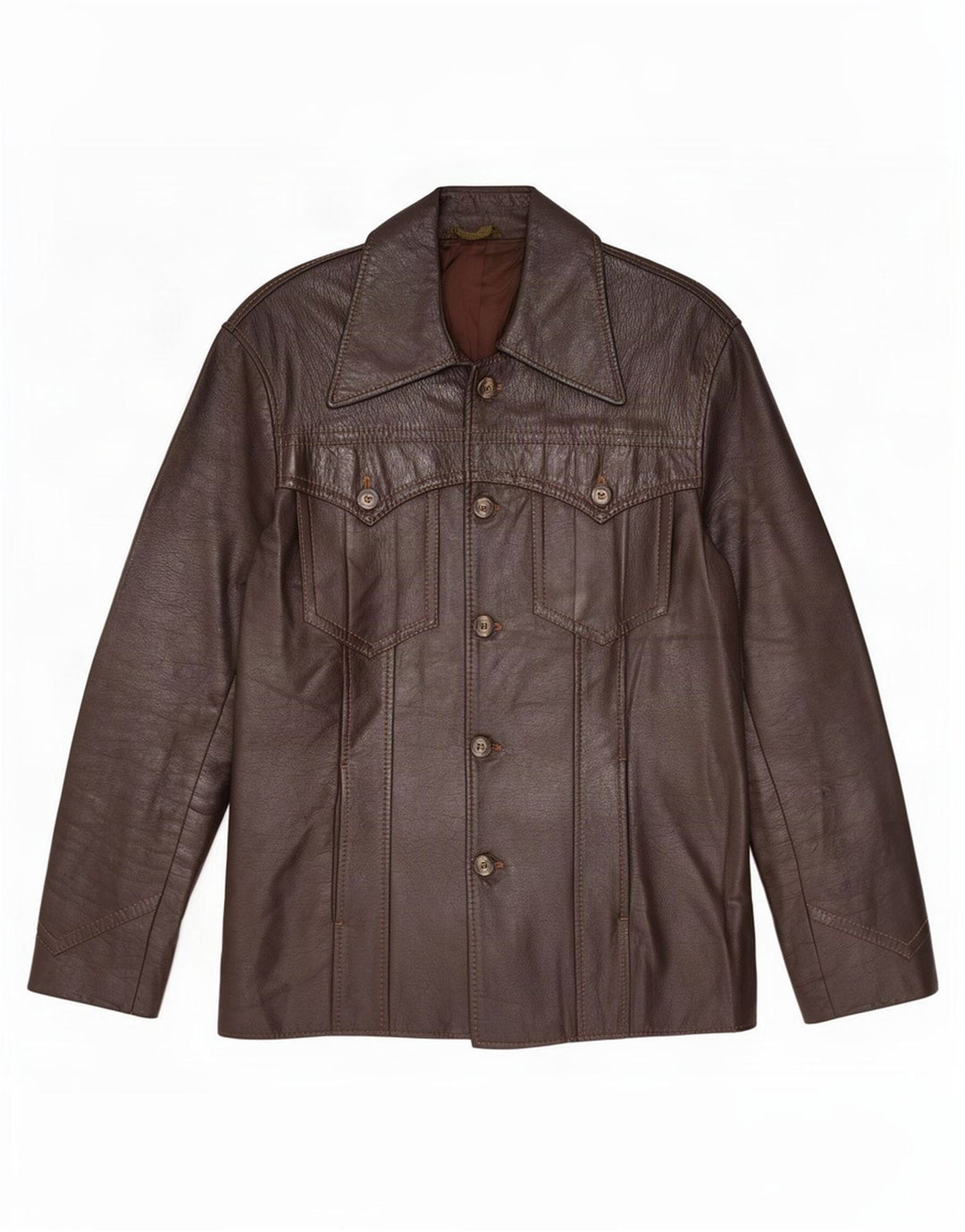 veste en cuir homme vintage UK 36 Petit Marron