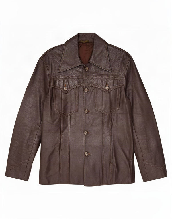 Vintage Mens Leather Jacket UK 36 Small Brown