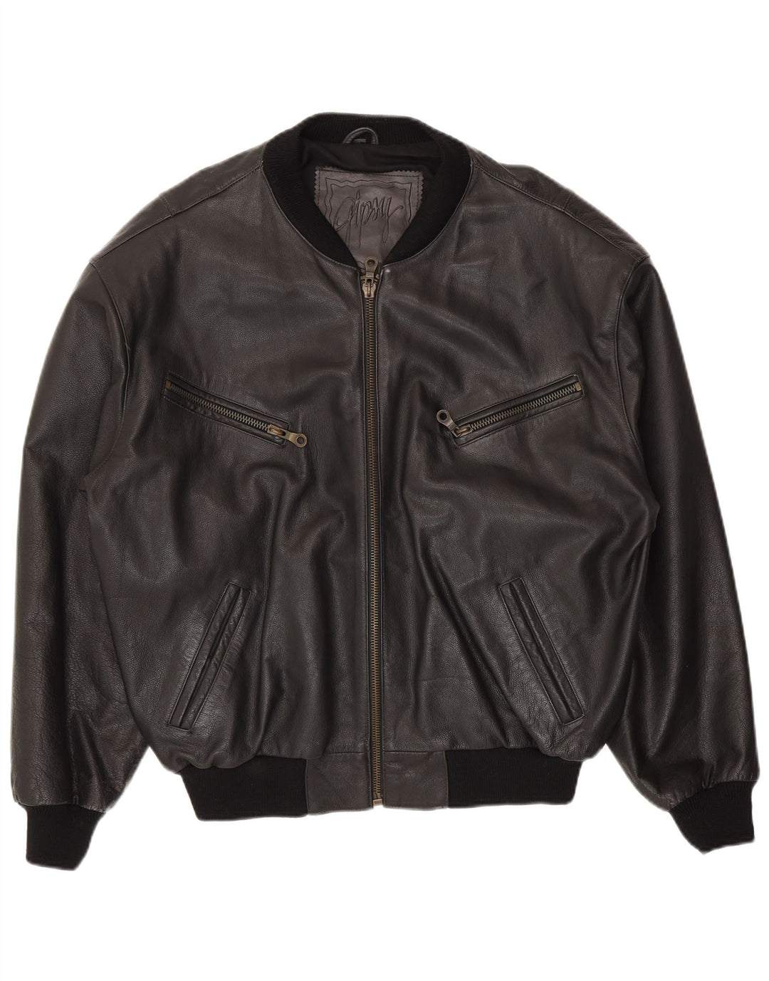 Gipsy Mens Leather Jacket UK 40 Large Black Leather