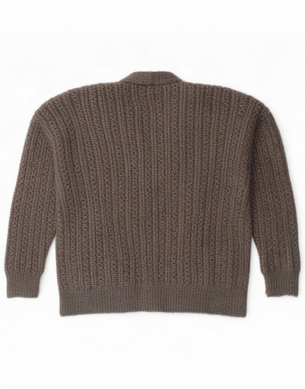 Vintage Damen Pullover mit V-Ausschnitt UK 20 2XL Grau