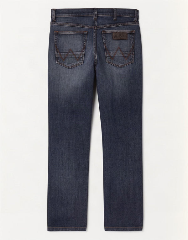 Wrangler Mens Greensboro Straight Jeans W33 L30 kék pamut
