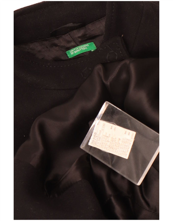 Benetton Womens Overcoat IT 46 Large Black Wool