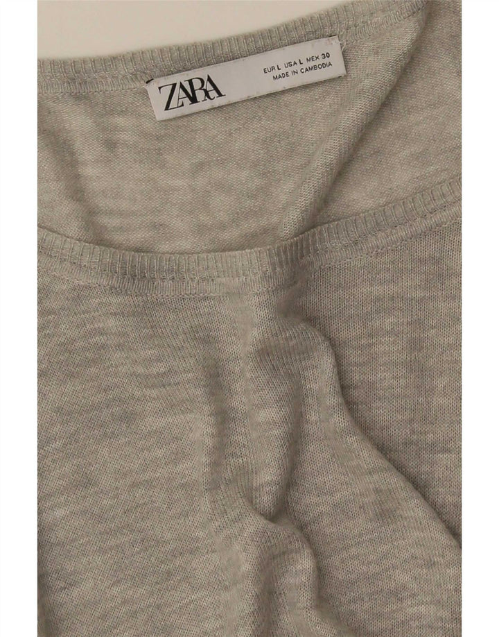 Zara Dame Oversized Bluse Top UK 16 Large Grå