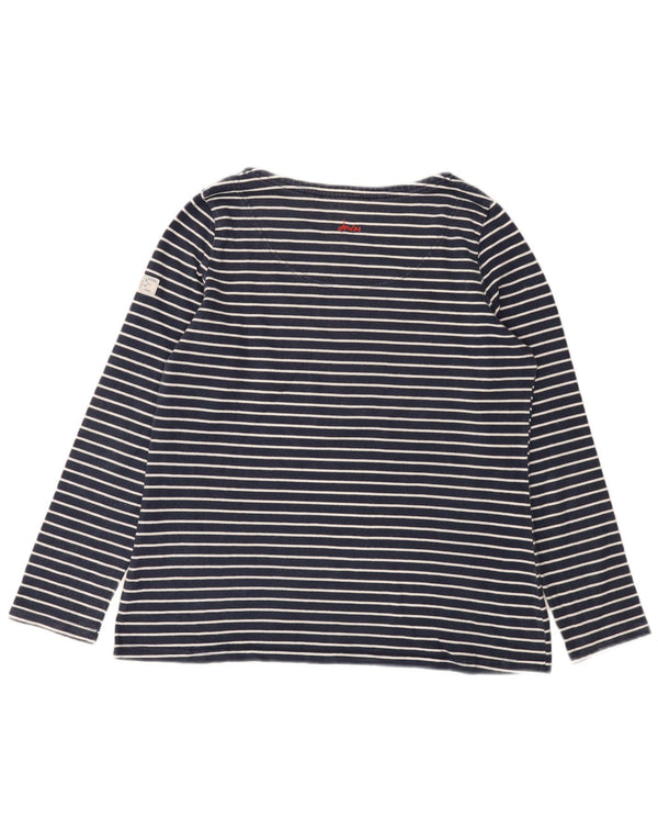 Joules Womens Top Long Sleeve UK 16 Large Navy Blue Striped Cotton