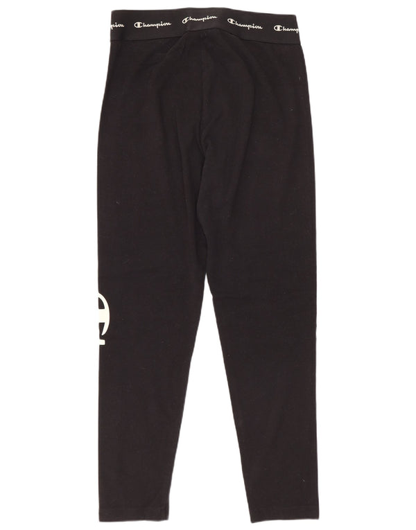 Champion Womens Graphic Leggings UK 12 Mittelschwarze Baumwolle