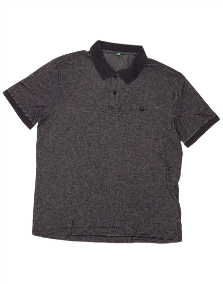 Benetton Mens Polo Shirt Large Navy Blue Flecked