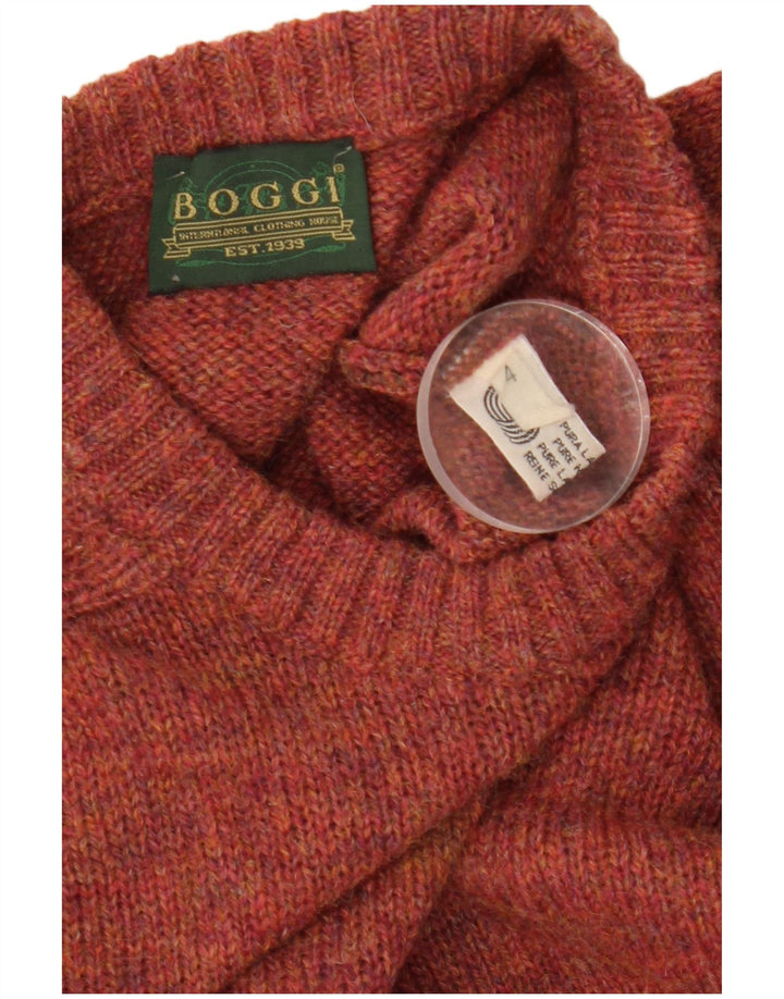 Boggi Mens Crew Neck Jumper Sweater Medium Maroon Wool