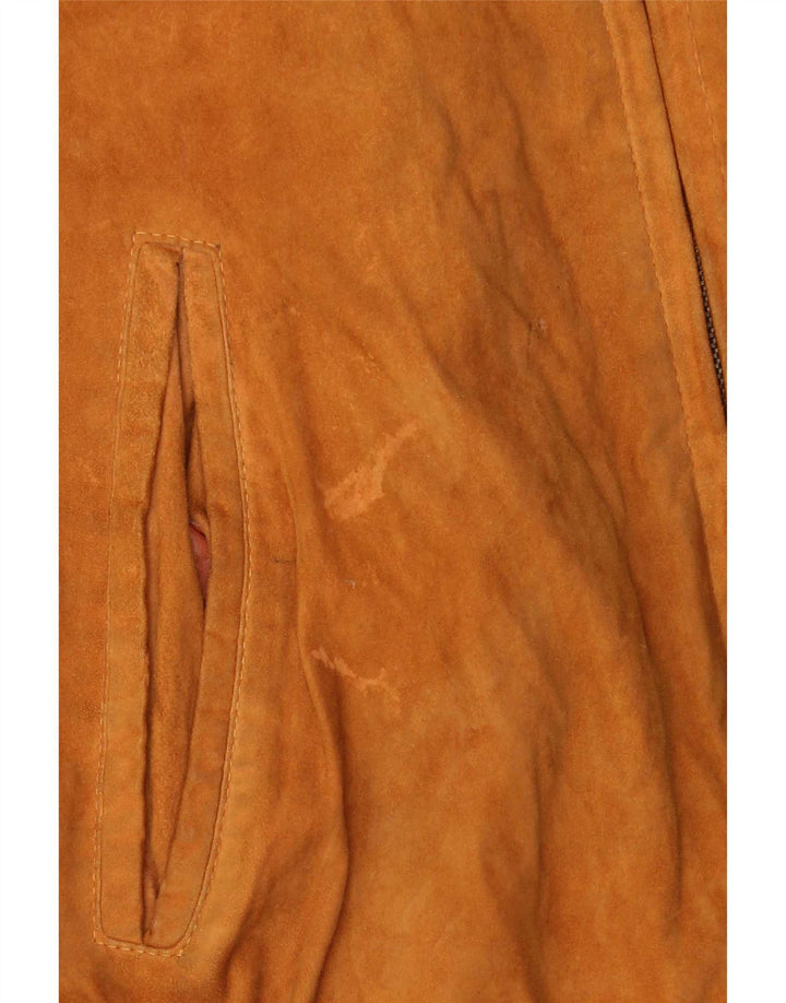 Vintage Mens Suede Bomber Jacket IT 54 2XL Brown Leather