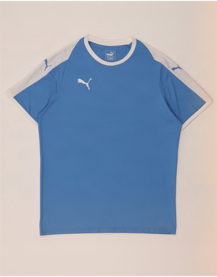 Ανδρικό T-Shirt Puma Top Large Blue Colourblock Πολυεστέρας