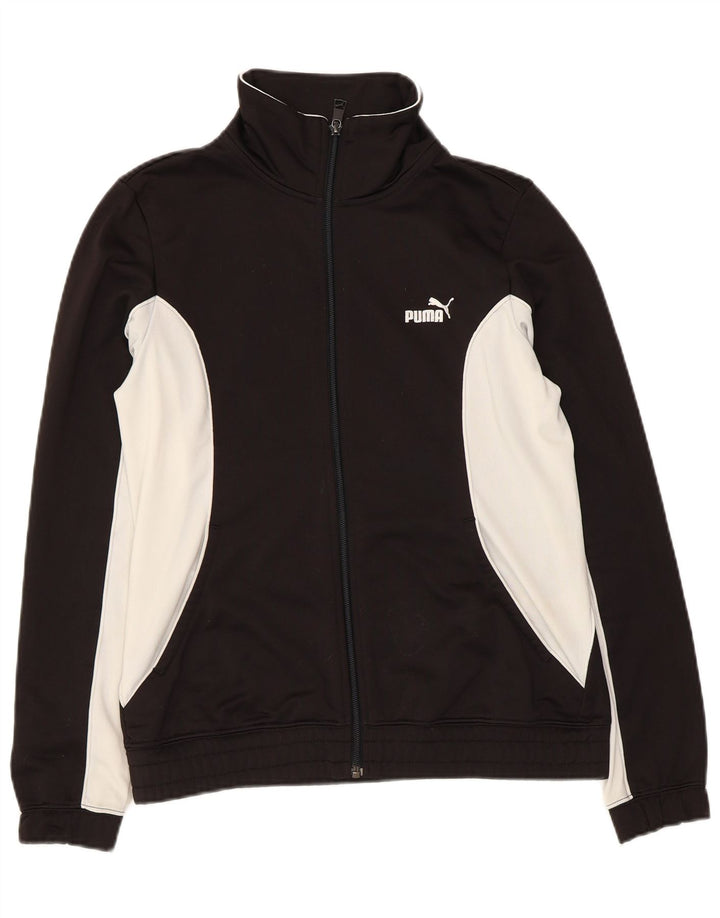 Puma Womens Tracksuit Top Jacket UK 14 Large Black Colourblock Polyester