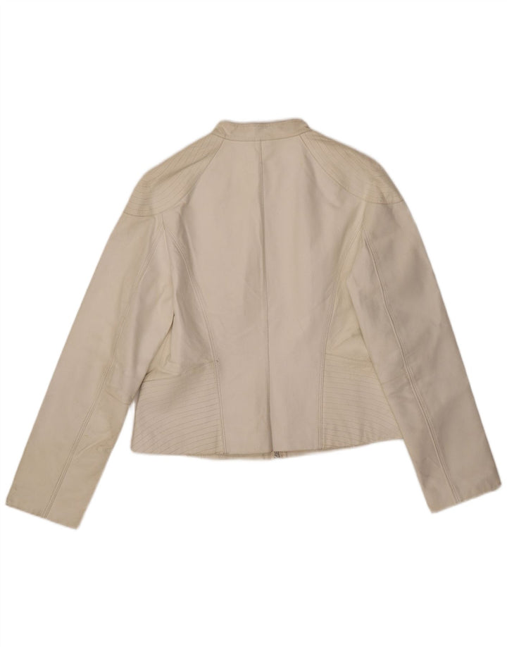 Vintage Womens Leather Jacket UK 14 Large White Leather