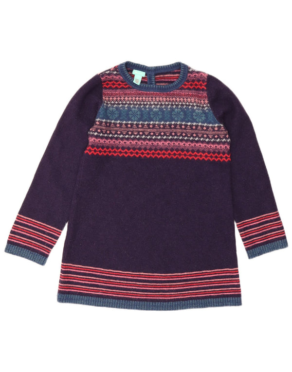 Pulover s lađastim izrezom za djevojčice Monsoon 8-9 godina ljubičasta Fair Isle vunena